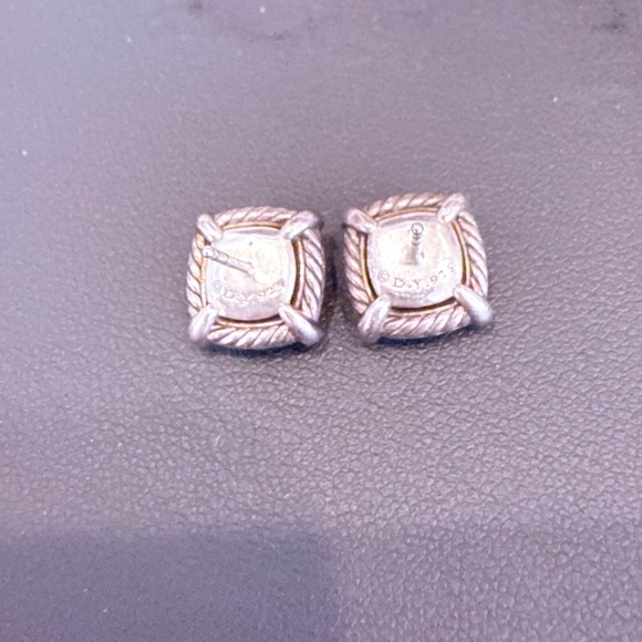 David Yurman Stud Earrings Sterling Silver with Black Onyx and Pave Diamonds - Picture 7 of 8